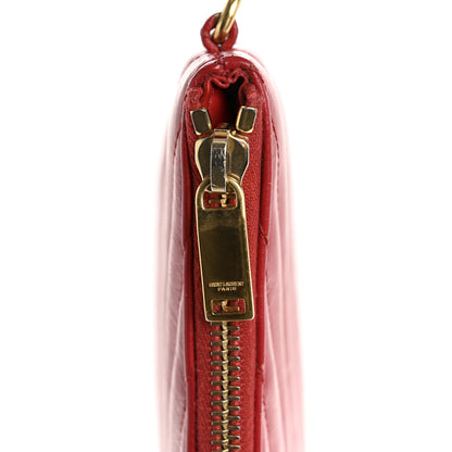 Saint Laurent Calfskin Matelasse Chevron Monogram Document Holder Rouge Eros 13 of 14