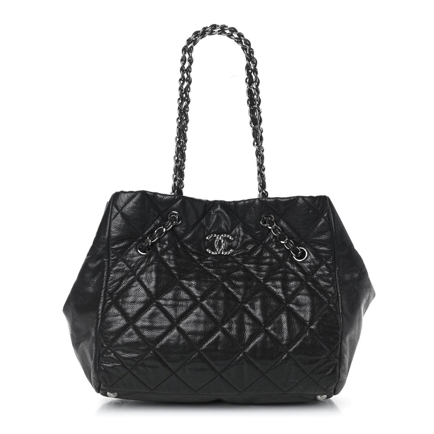 Soft Caviar Quilted Large Cells Tote Black