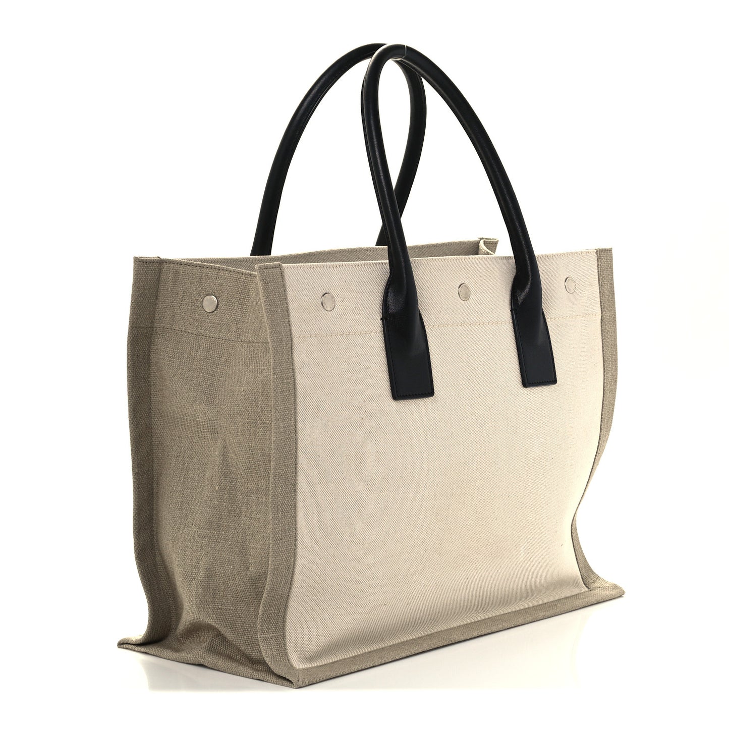 Linen Calfskin Small Rive Gauche Tote Greggio Natural
