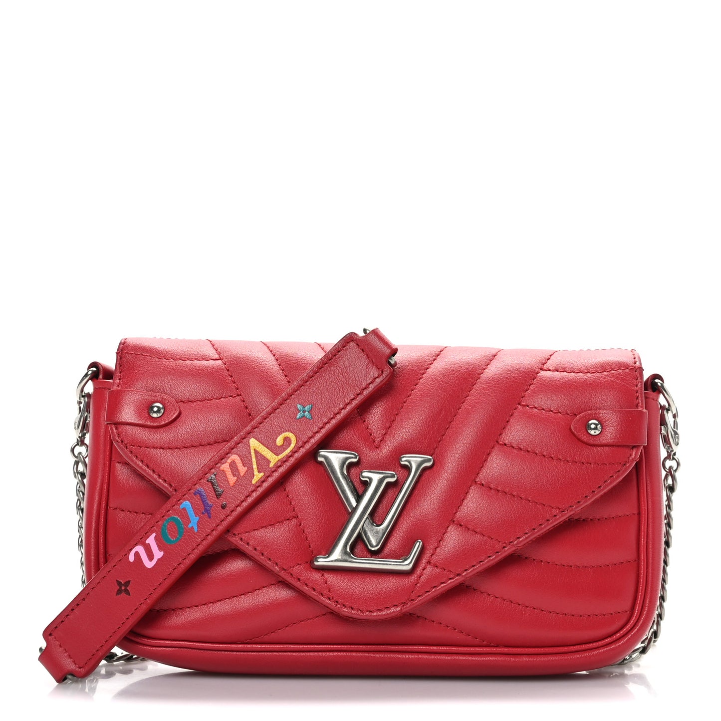 Calfskin New Wave Chain Pochette Scarlet