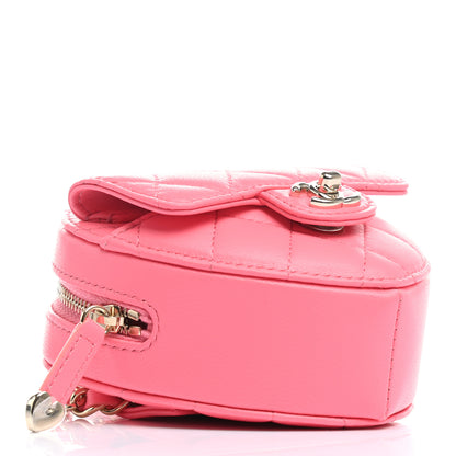 Chanel Lambskin Quilted CC In Love Heart Waist Belt Bag With Chain Pink 5 of 12