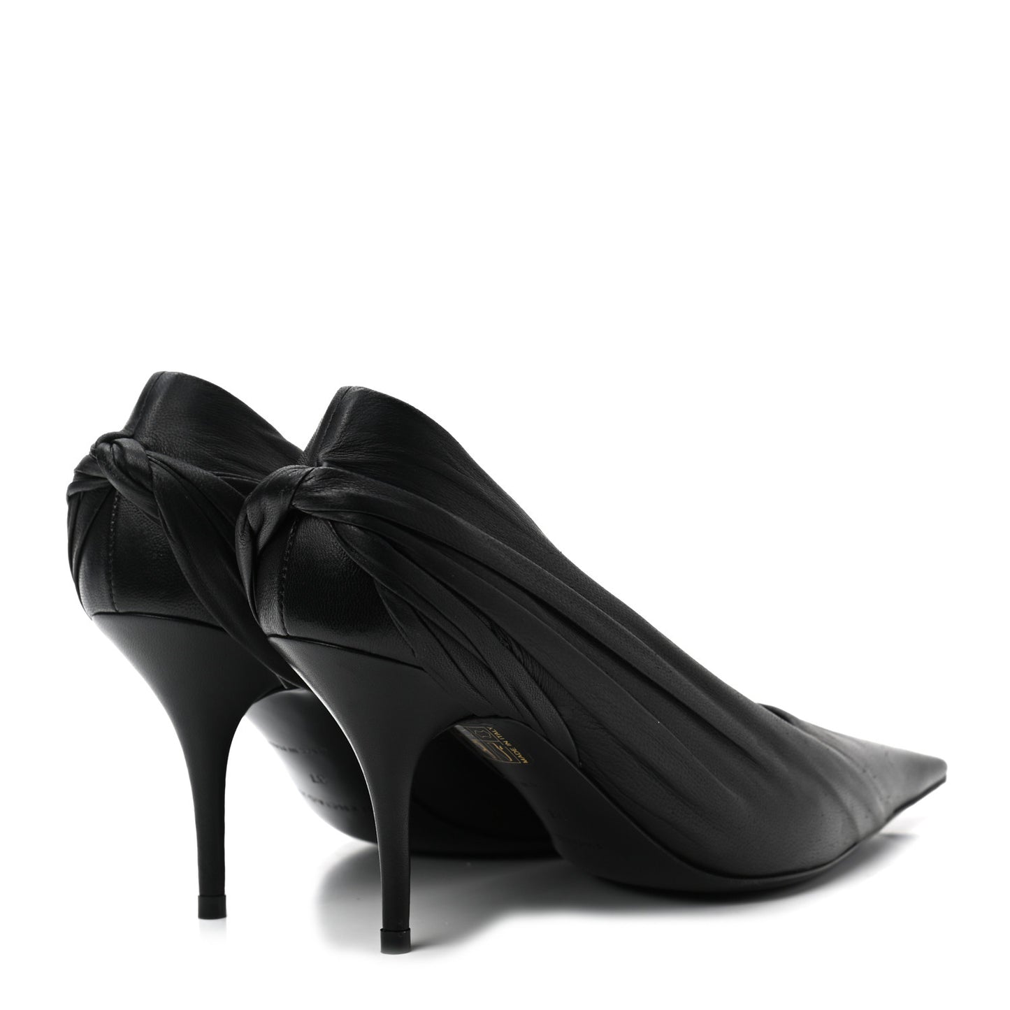 Jersey Crepe Drape Knife Pointed Pumps 37 Black