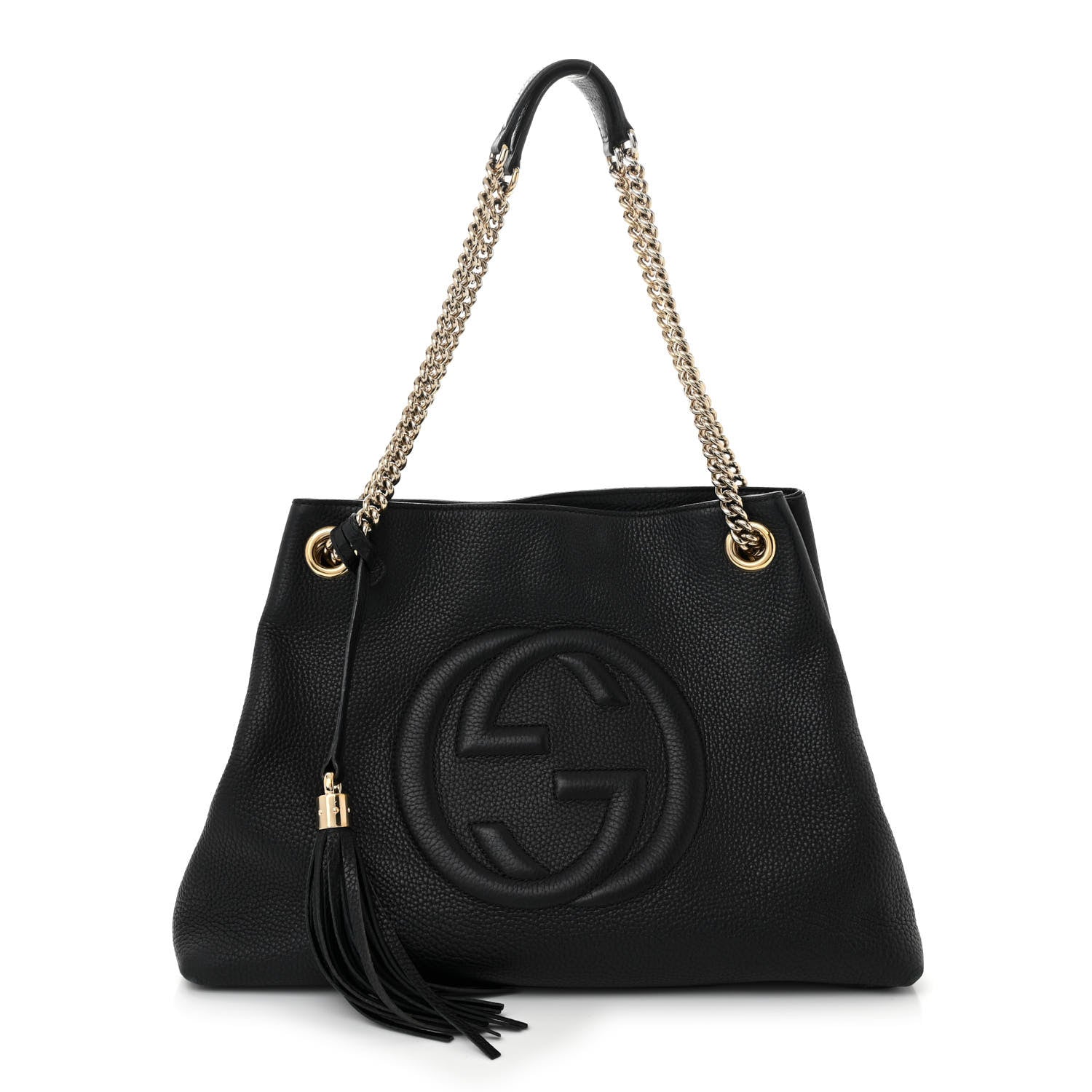 Gucci Pebbled Calfskin Medium Soho Chain Shoulder Bag Black 1 of 12