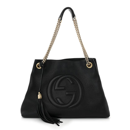 Gucci Pebbled Calfskin Medium Soho Chain Shoulder Bag Black 1 of 12