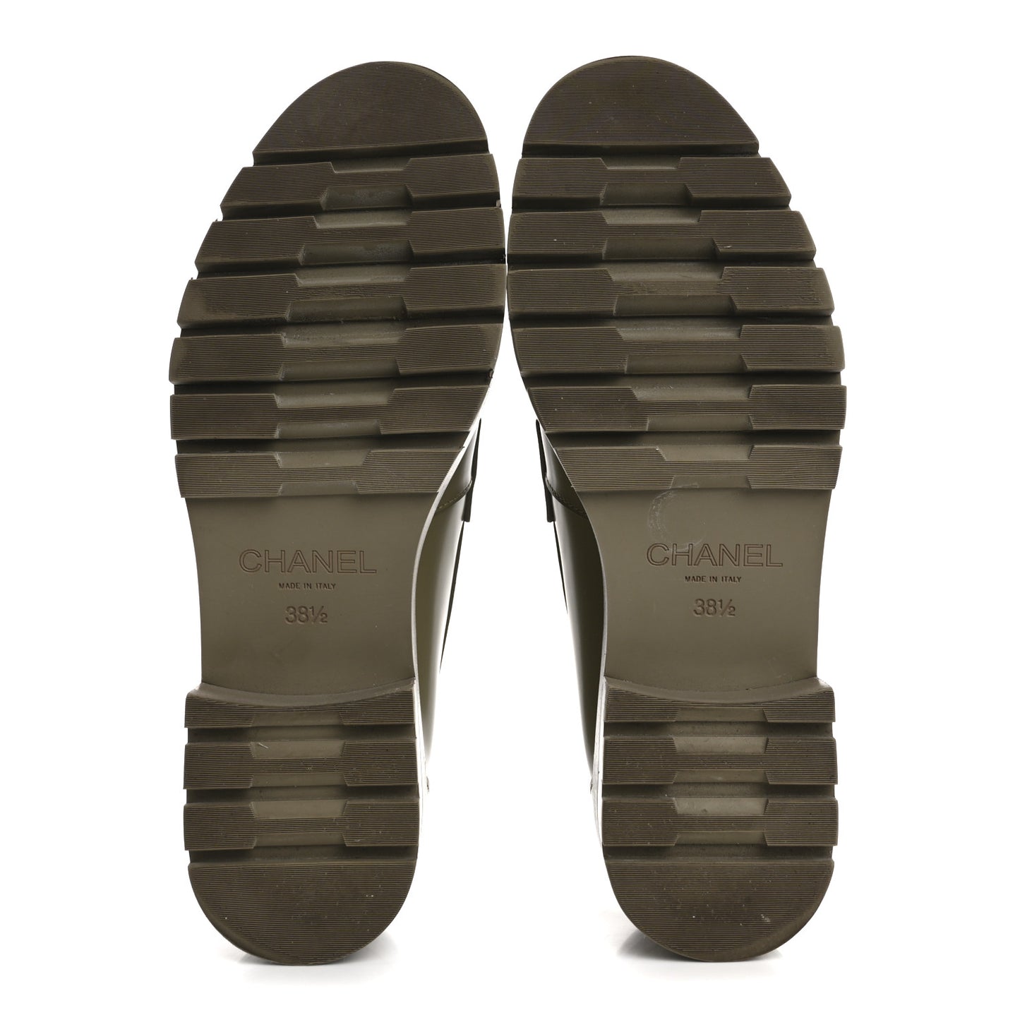 Calfskin Metal CC Loafers 38.5 Khaki