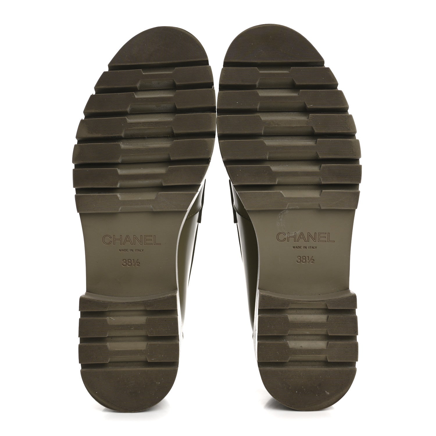 Chanel Calfskin Metal CC Loafers 38.5 Khaki 6 of 10
