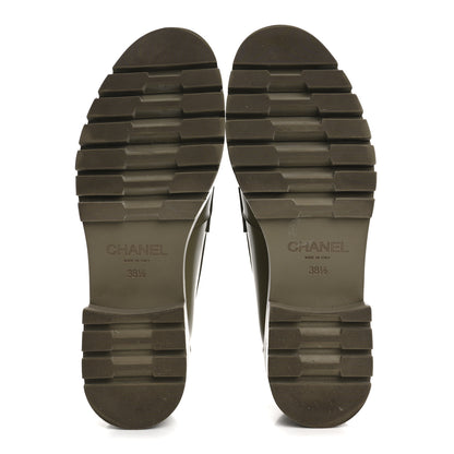 Chanel Calfskin Metal CC Loafers 38.5 Khaki 6 of 10