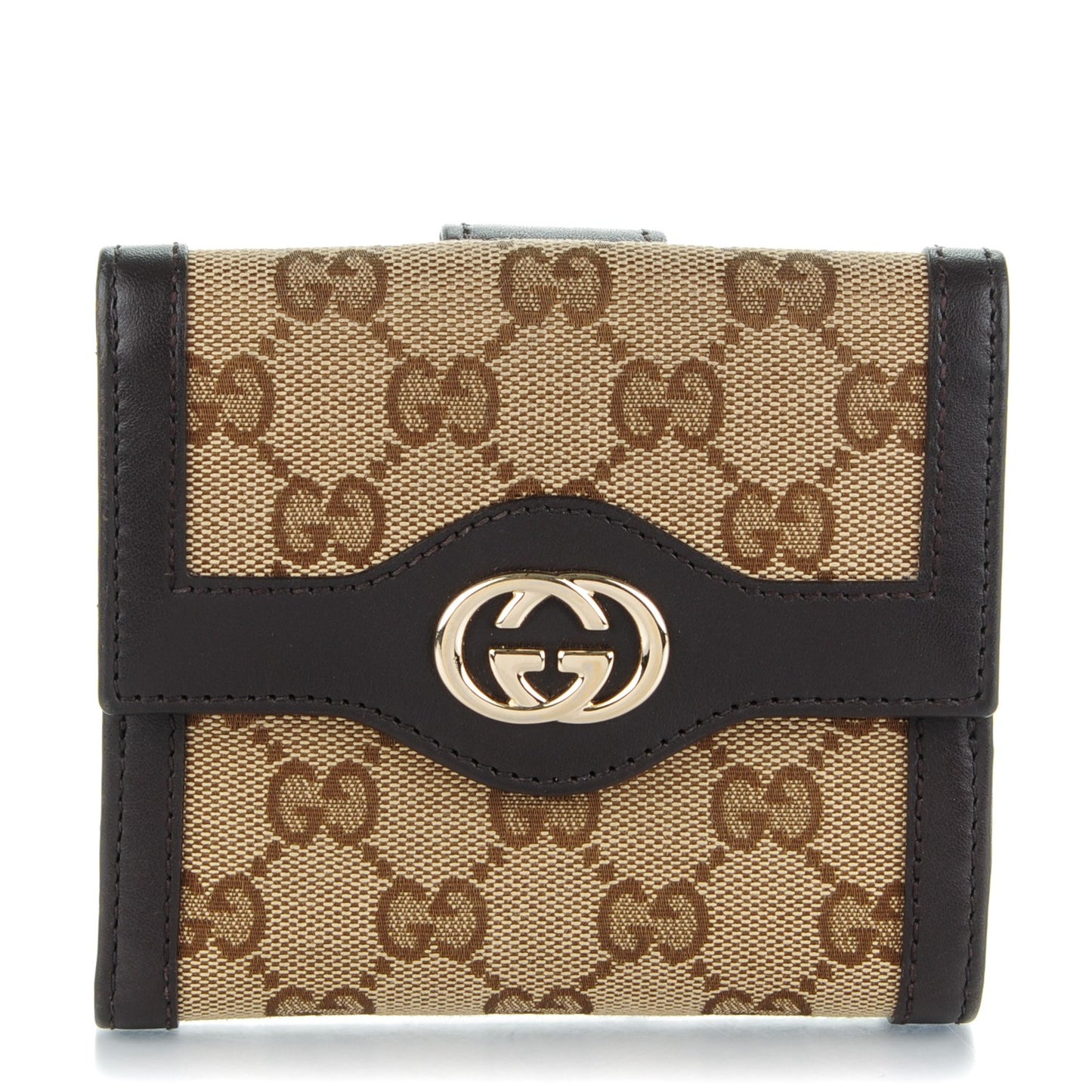 Monogram Margaux Calfskin Sukey French Flap Wallet Beige Ebony Cocoa