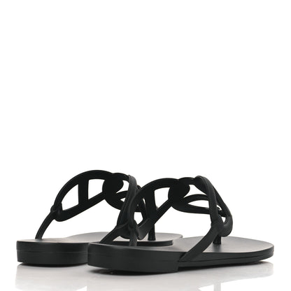 Hermes Rubber Womens Egerie Sandals 36 Black 4 of 8