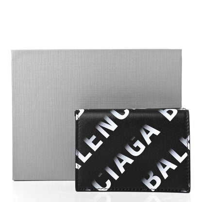 Balenciaga Smooth Calfskin Gradient Logo Mini Cash Tri-Fold Wallet Black Grey 8 of 8