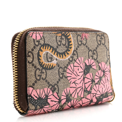 Gucci GG Supreme Monogram Bengal Zip Around Card Case Wallet Beige Pink 3 of 11