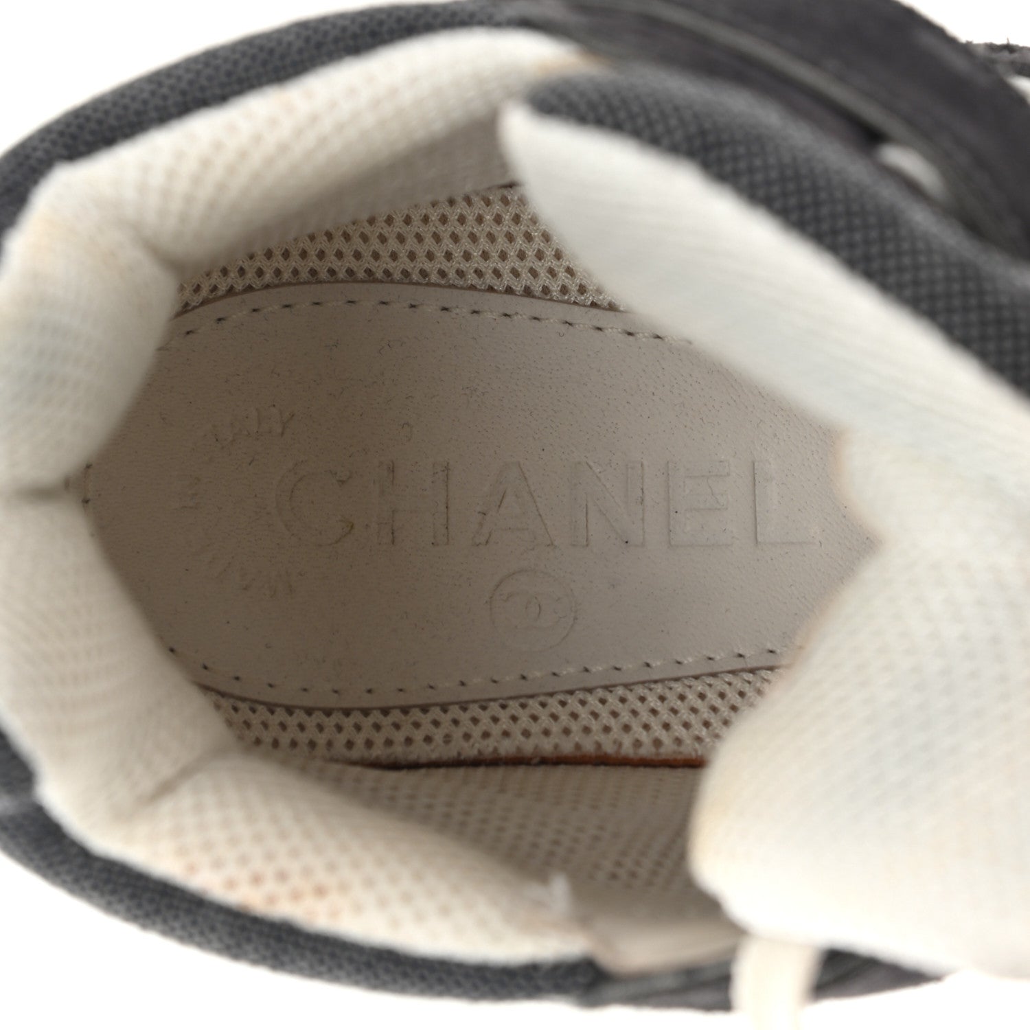 Chanel Canvas Goatskin CC High Top Sneakers 37 Black White 7 of 12