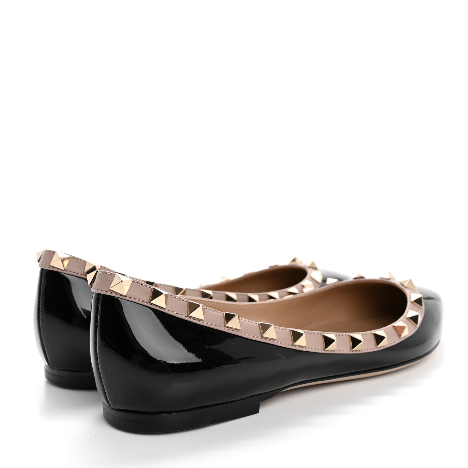 Valentino Garavani Patent Nappa Rockstud Ballerina Flats 37.5 Black Poudre 5 of 12