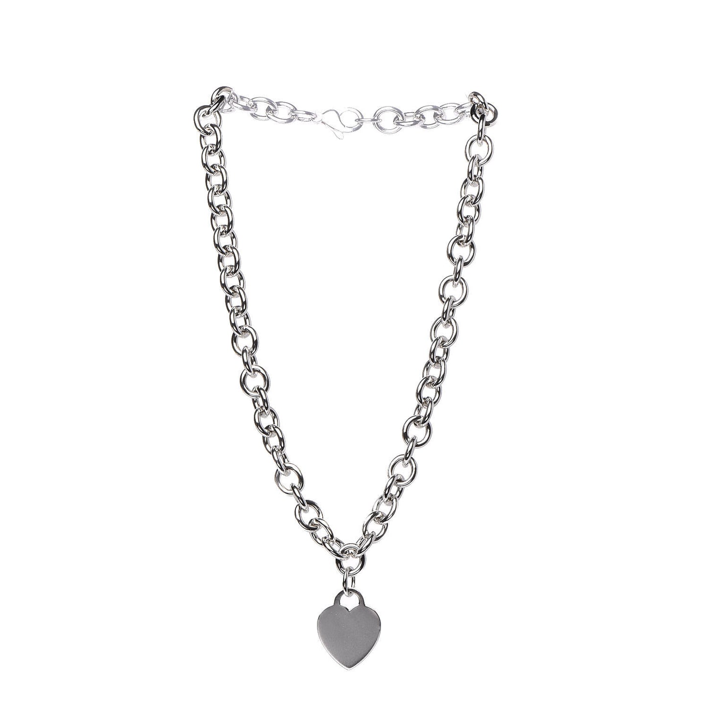 Sterling Silver Heart Tag Necklace