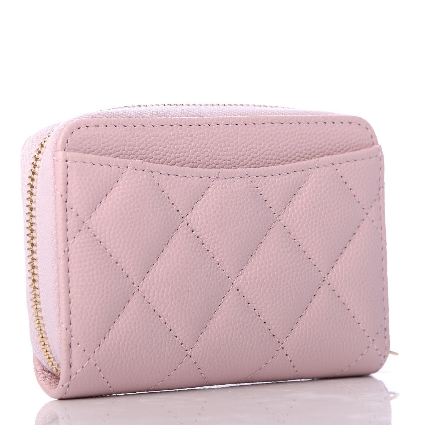 Caviar Quilted Zip Coin Purse Light Pink