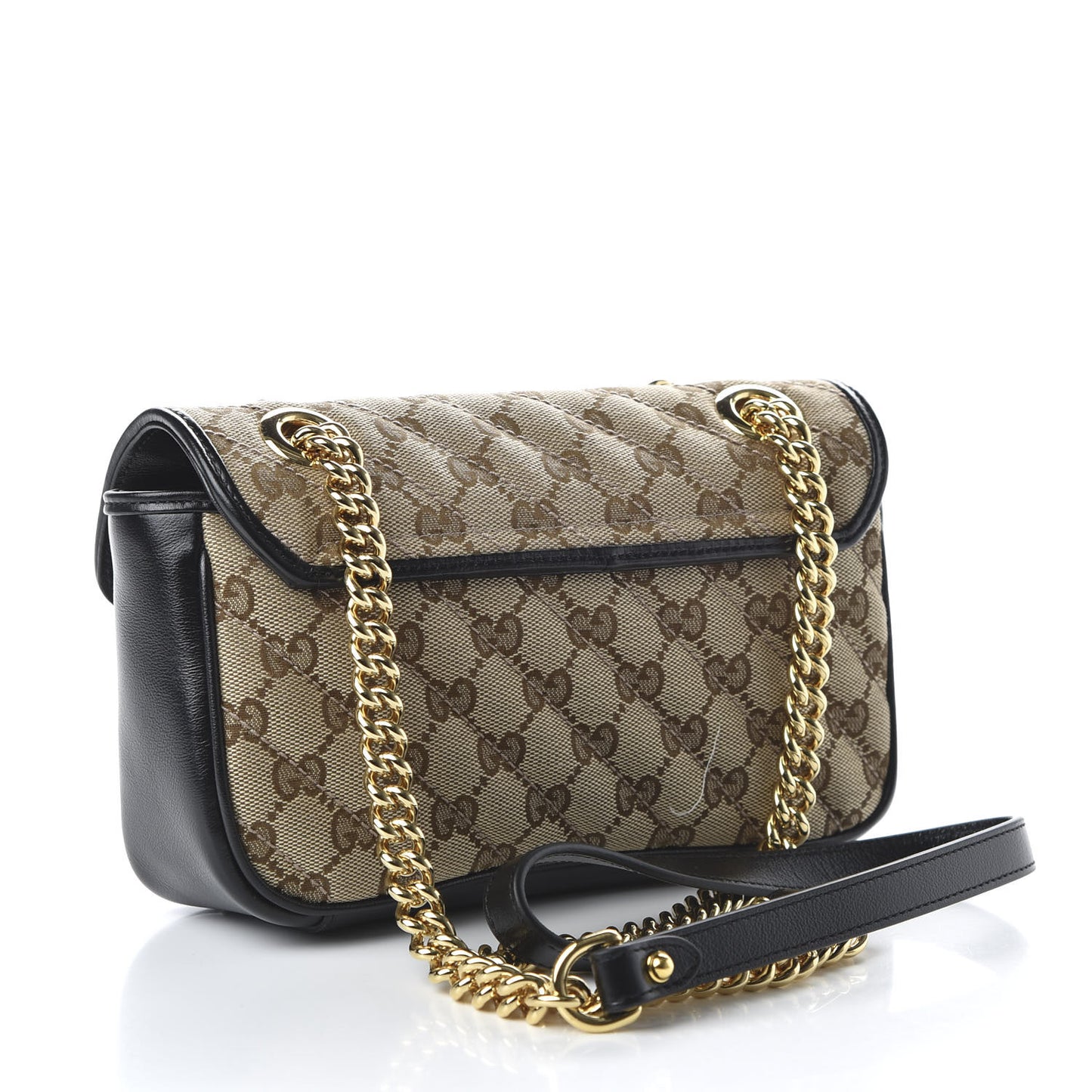 Monogram Matelasse Diagonal Mini GG Marmont Shoulder Bag Beige Black