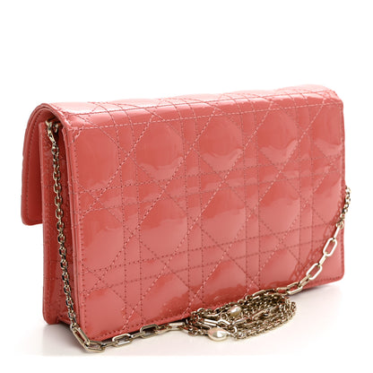 Christian Dior Patent Cannage Lady Dior Chain Pouch Pink 3 of 9