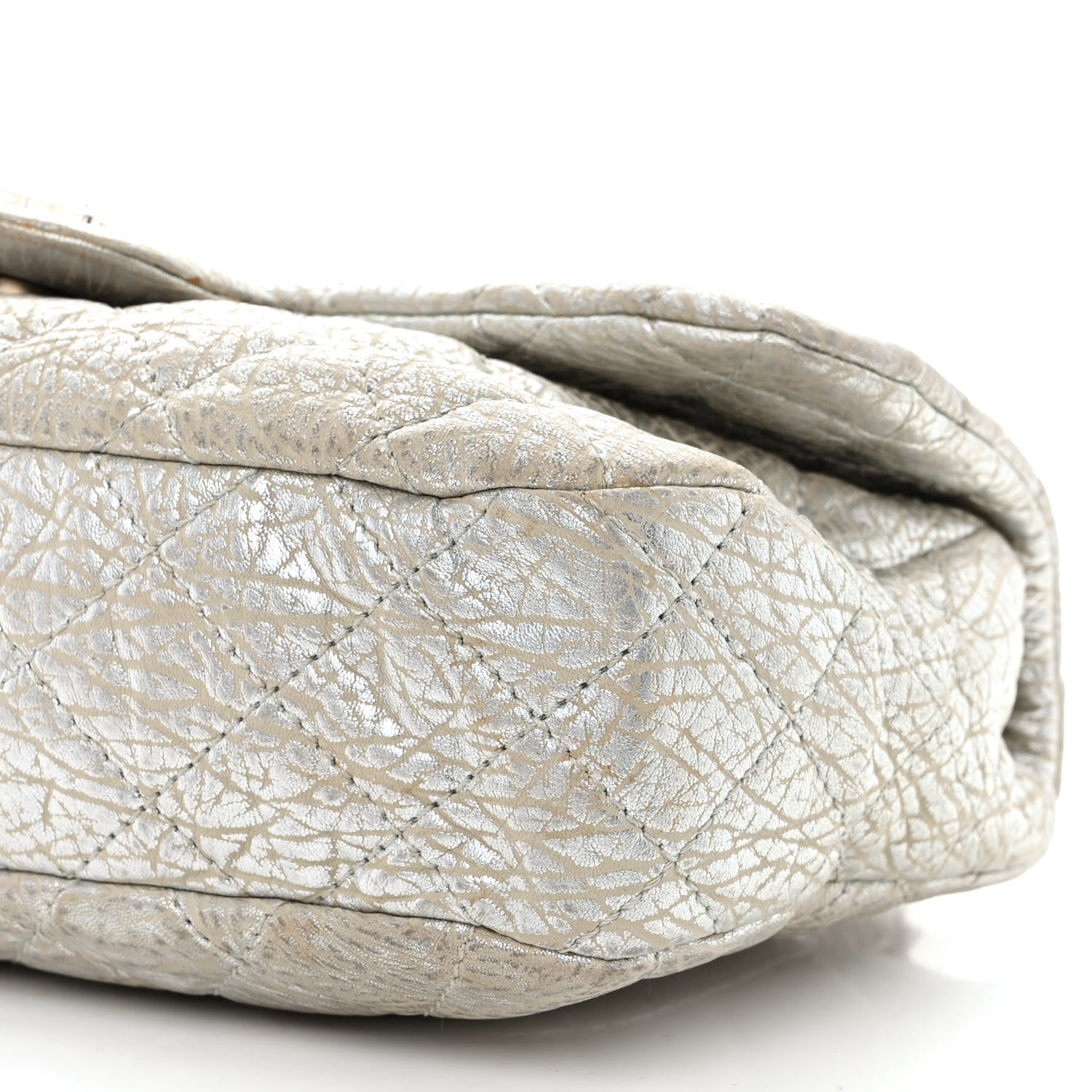 Chanel Calfskin Mirror CC Crackled Flap Silver 10 of 16