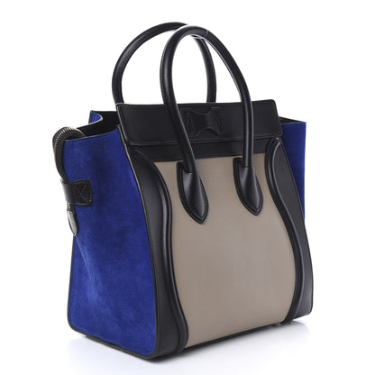 Celine Elephant Calfskin Suede Mini Tri-Color Luggage Sand 3 of 9