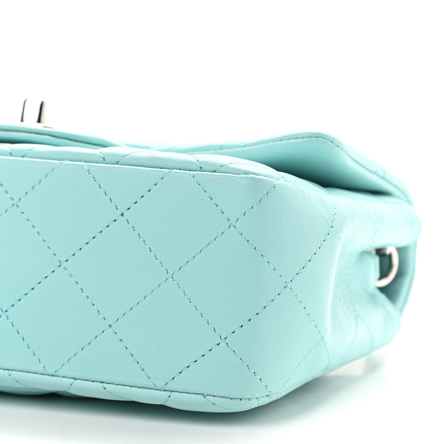 Lambskin Quilted Mini Rectangular Flap Light Blue