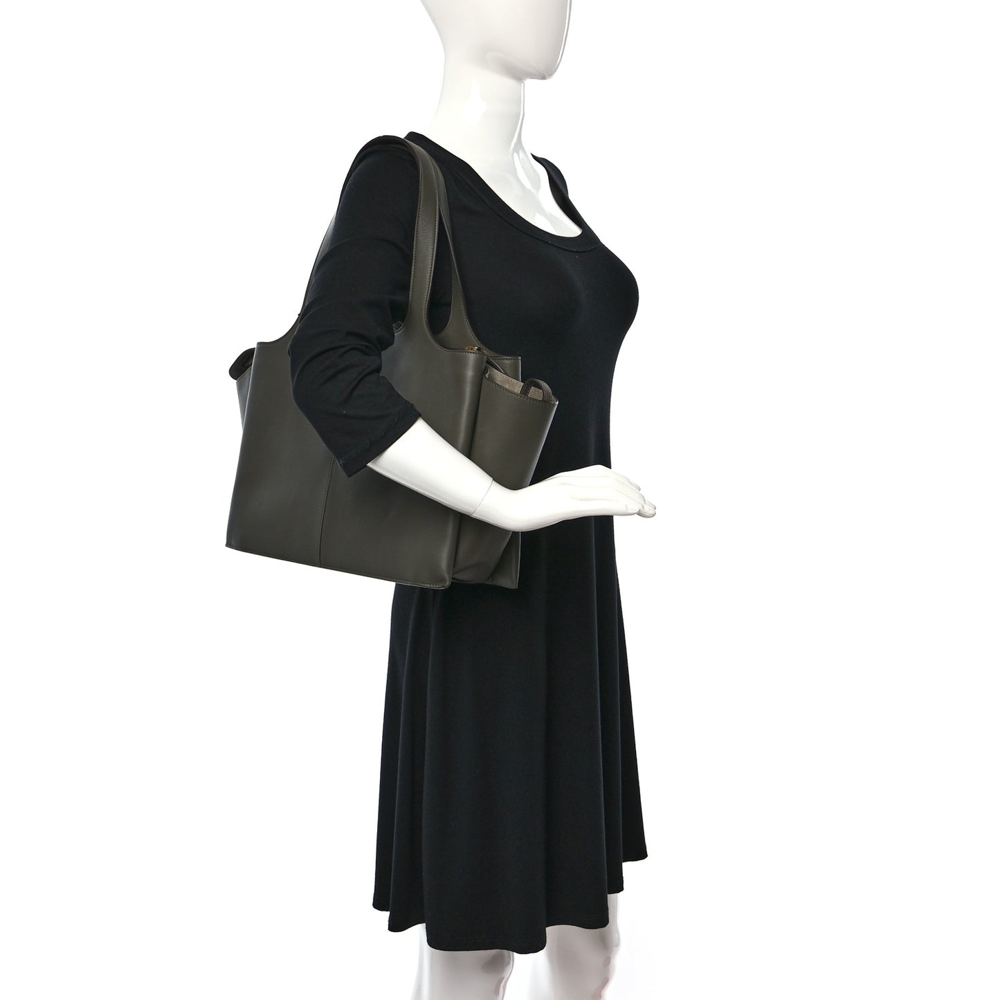 Supple Natural Calfskin Medium Tri-Fold Bag Stone