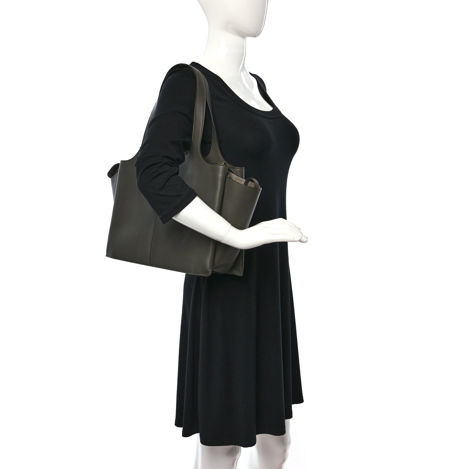 Celine Supple Natural Calfskin Medium Tri-Fold Bag Stone 2 of 13