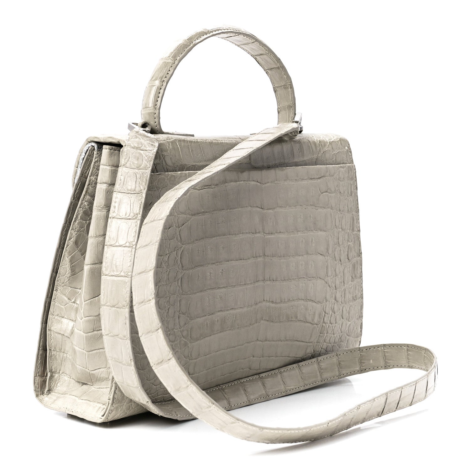 Nancy Gonzalez Lizard Crocodile Small Liza Top Handle Bag Beige 3 of 12