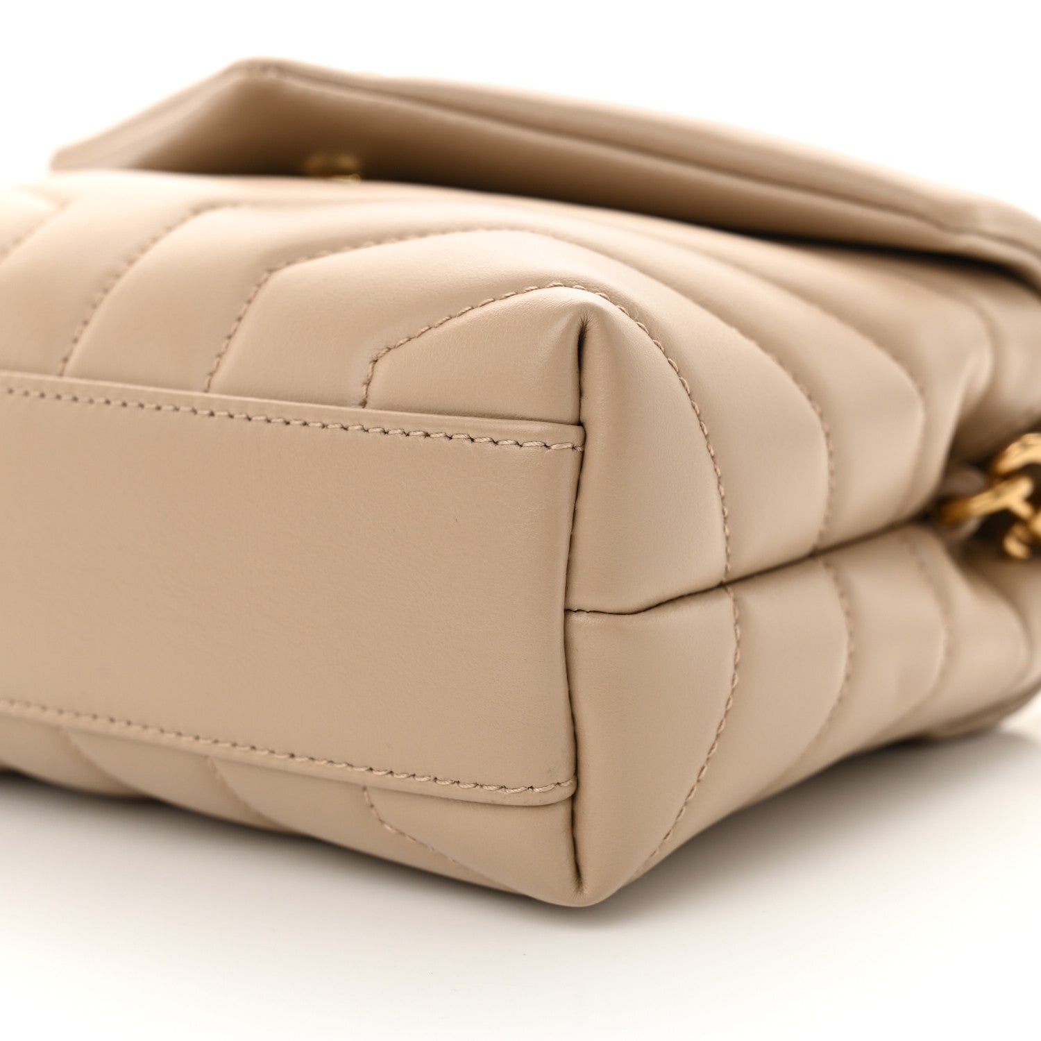 Saint Laurent Calfskin Y Quilted Monogram Toy Loulou Crossbody Bag Dark Beige 10 of 12