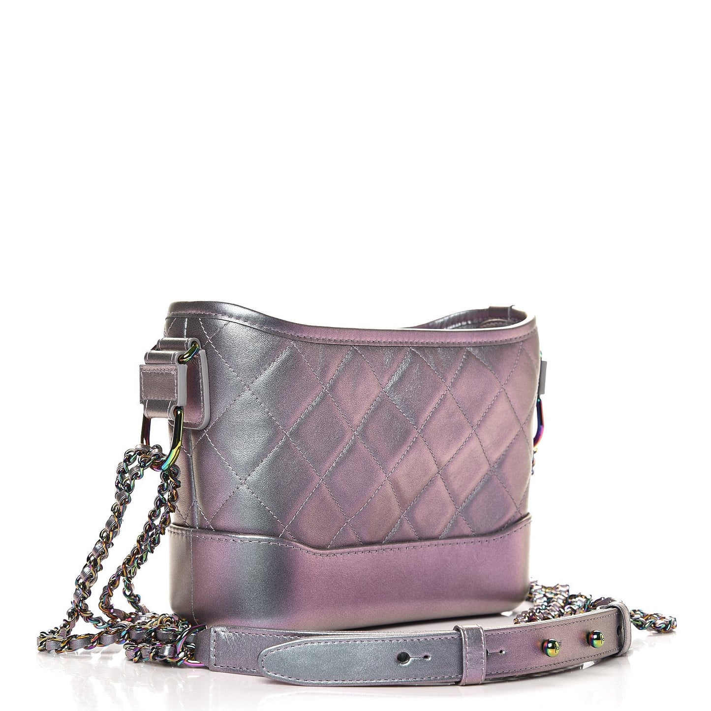 Iridescent Lambskin Calfskin Quilted Small Gabrielle Hobo Light Purple