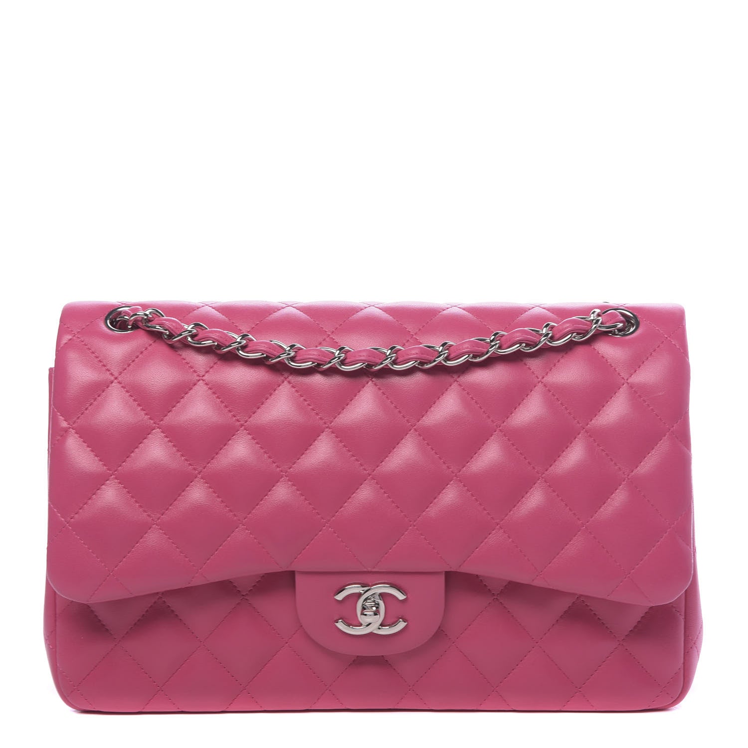 Chanel Lambskin Quilted Jumbo Double Flap Dark Pink 1 of 10