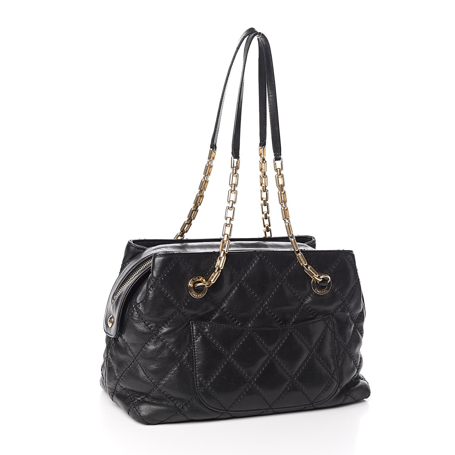 Chanel Calfskin Quilted Retro Chain Tote Black 3 of 14