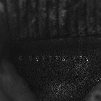 Chanel Suede Calfskin Velvet Quilted CC Combat Boots 37.5 Black 8 of 9