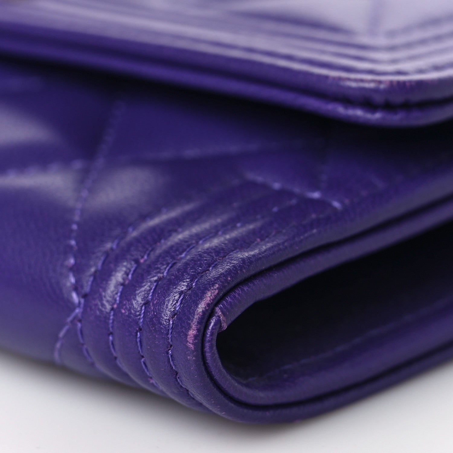 Chanel Lambskin Quilted Medium Boy Flap Wallet Purple 10 of 11