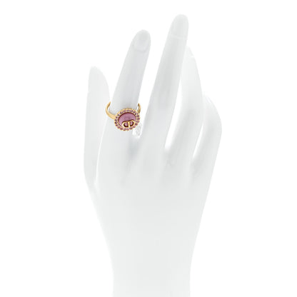 Christian Dior Metal Crystal Glass Petit CD Baroque Ring L Gold Pink 2 of 6