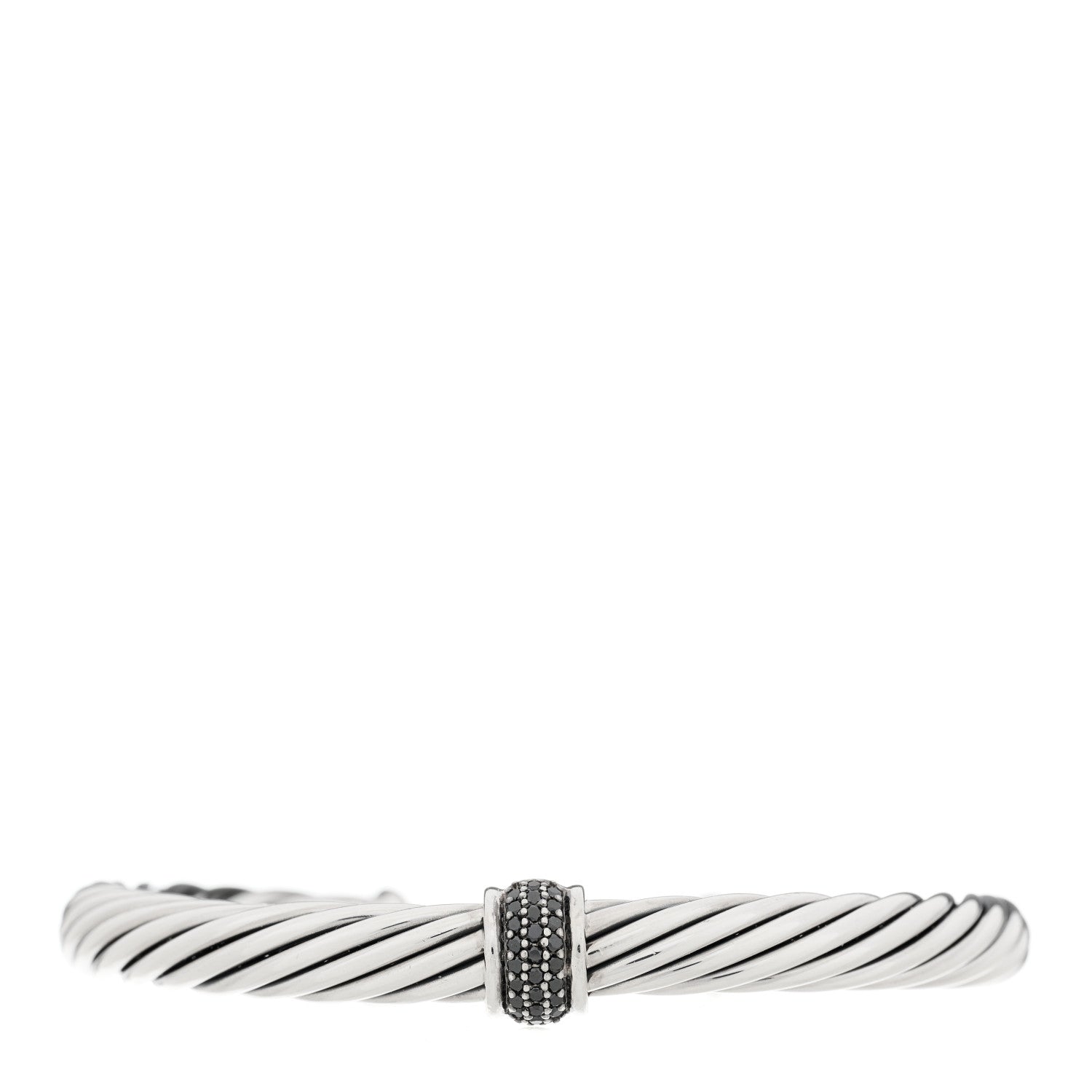 David Yurman Sterling Silver Black Diamond 7mm Cable Classics Station Bracelet 1 of 4