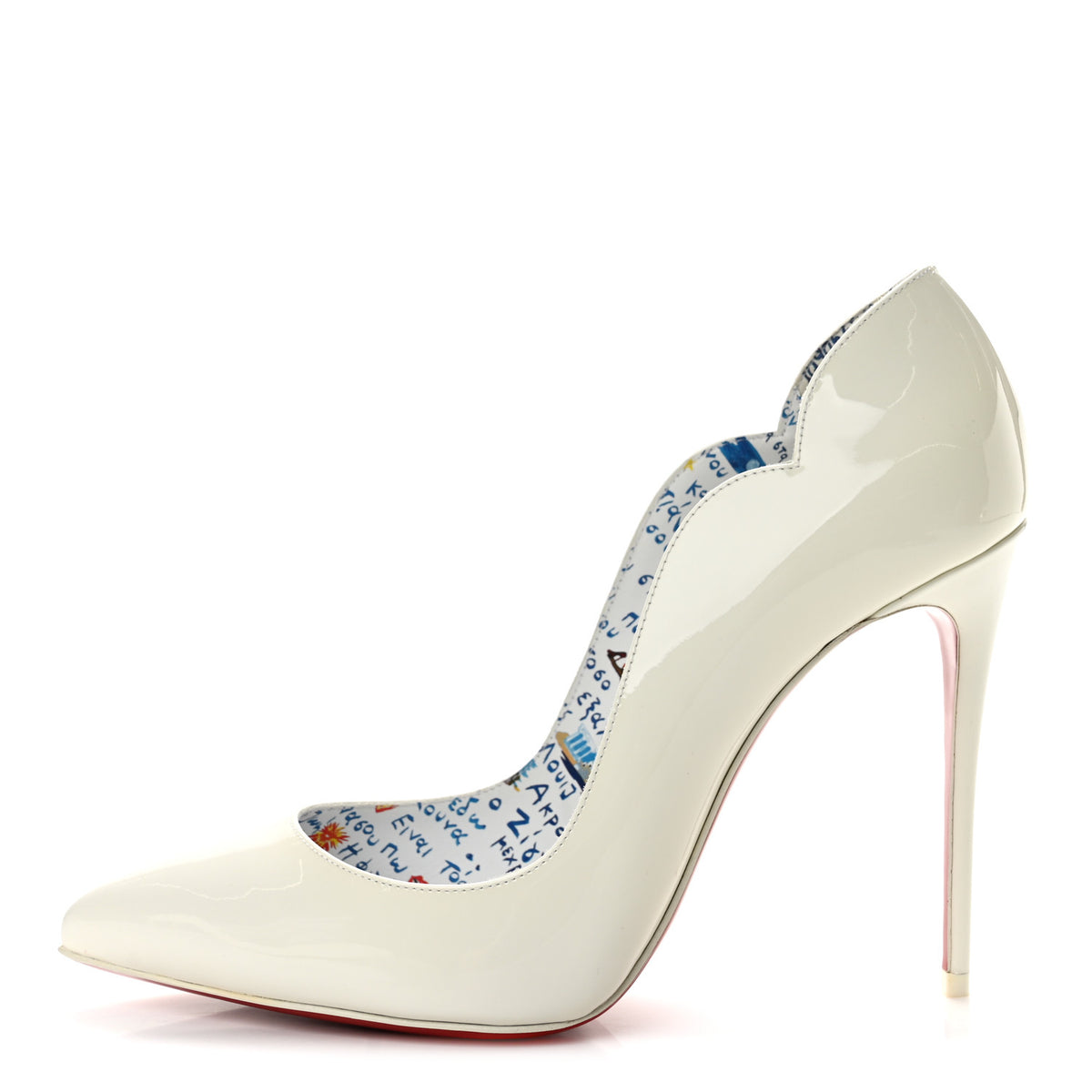 Christian Louboutin Patent Lin Lexi Hot Chick 100 Pumps  39.5 White Multicolor 1 of 9