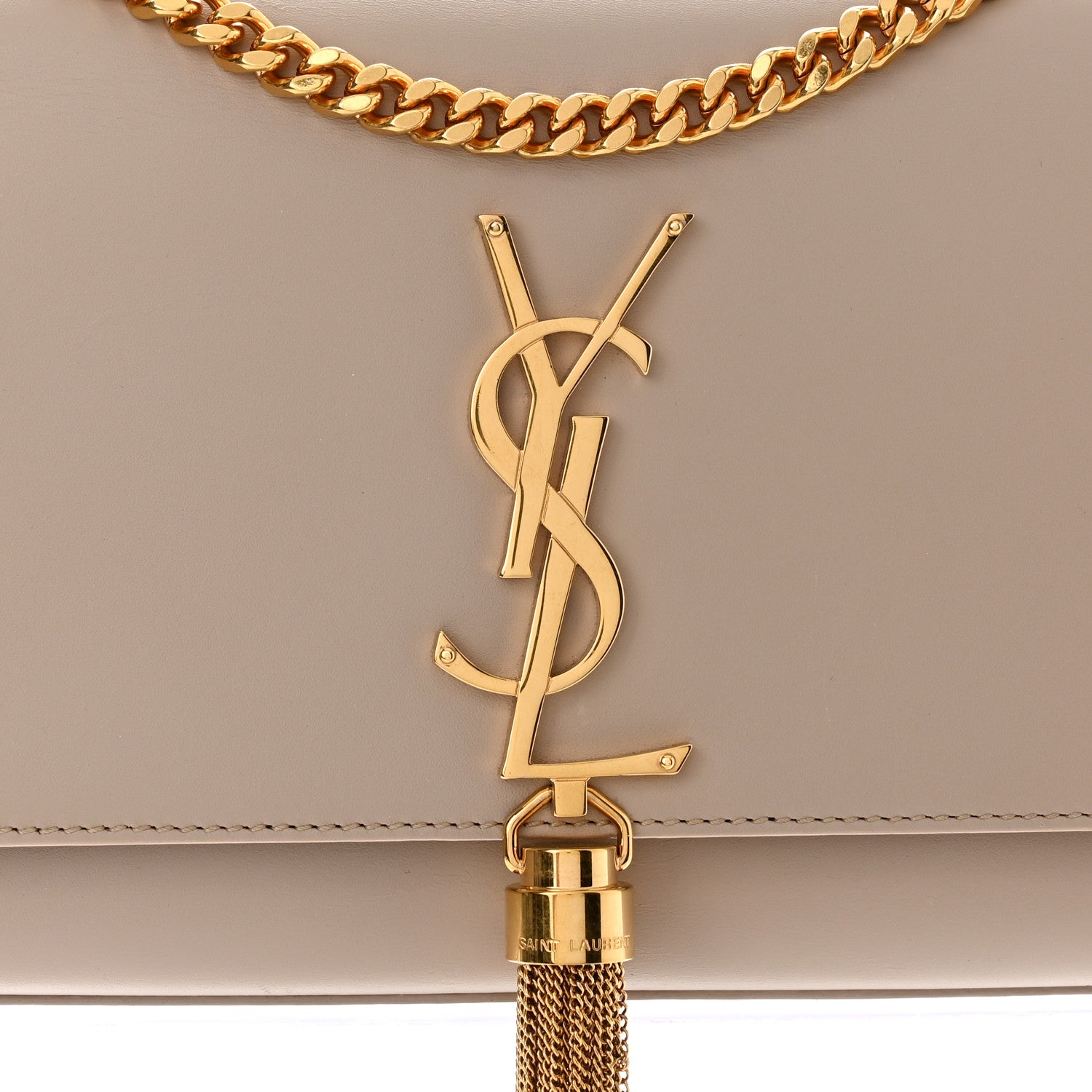 Saint Laurent Calfskin Small Classic Monogram Kate Tassel Satchel Dark Beige 8 of 12