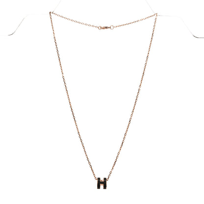 Hermes Lacquered Rose Gold Pop H Pendant Necklace Black 3 of 5