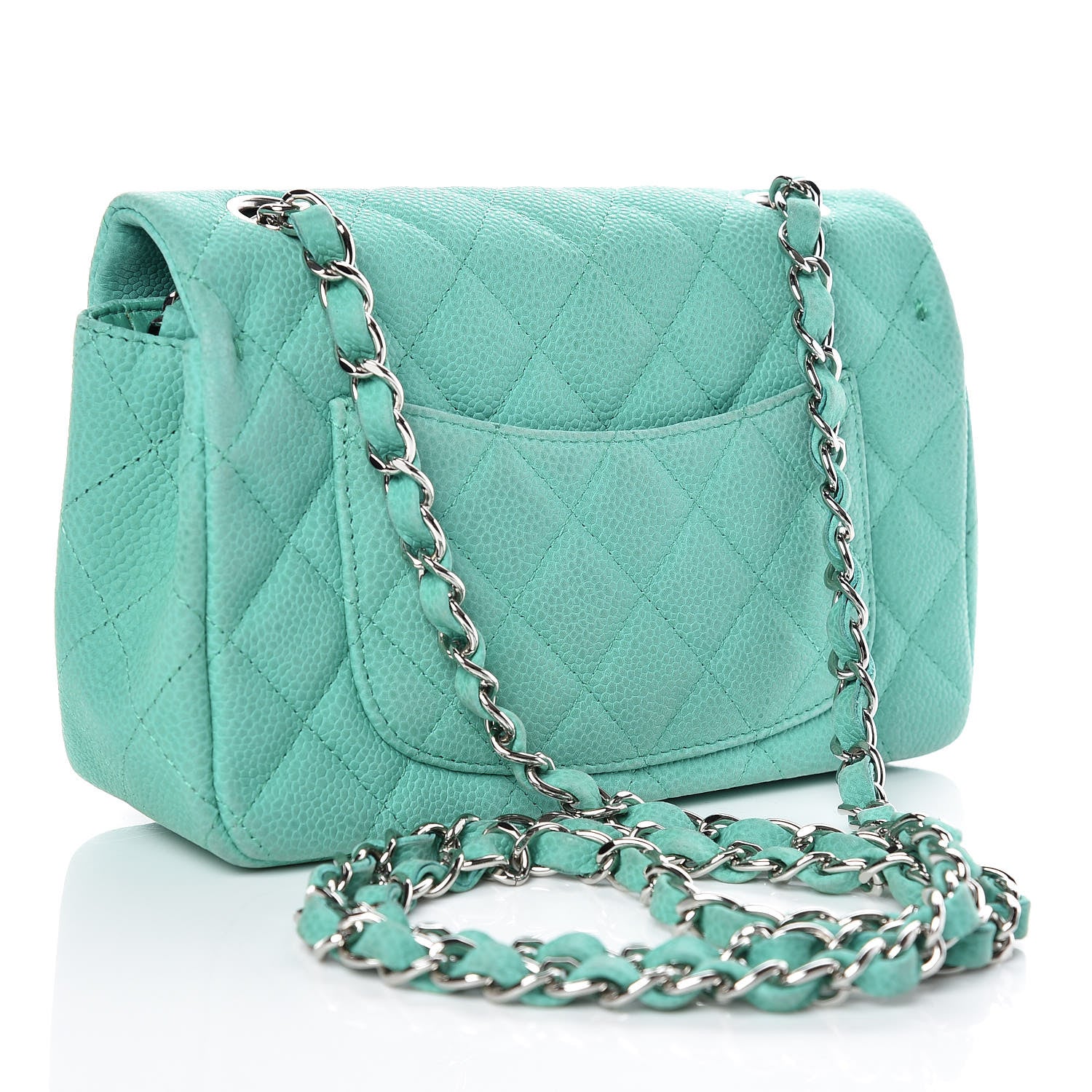 Chanel Iridescent Caviar Quilted Mini Rectangular Flap Green 3 of 15
