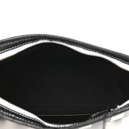Balenciaga Agneau Arena Striped Patchwork Small Barbes Z Pouch with Handle Black White 6 of 11