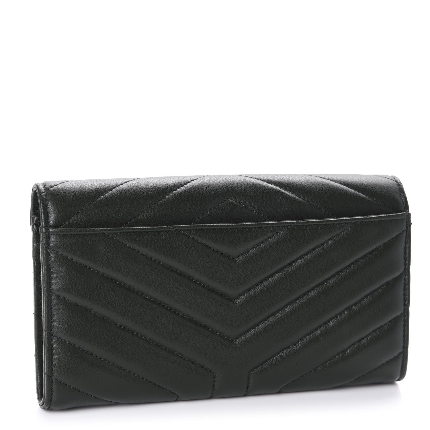 Saint Laurent Lambskin Y Quilted Monogram Large Loulou Flap Wallet Black 3 of 8