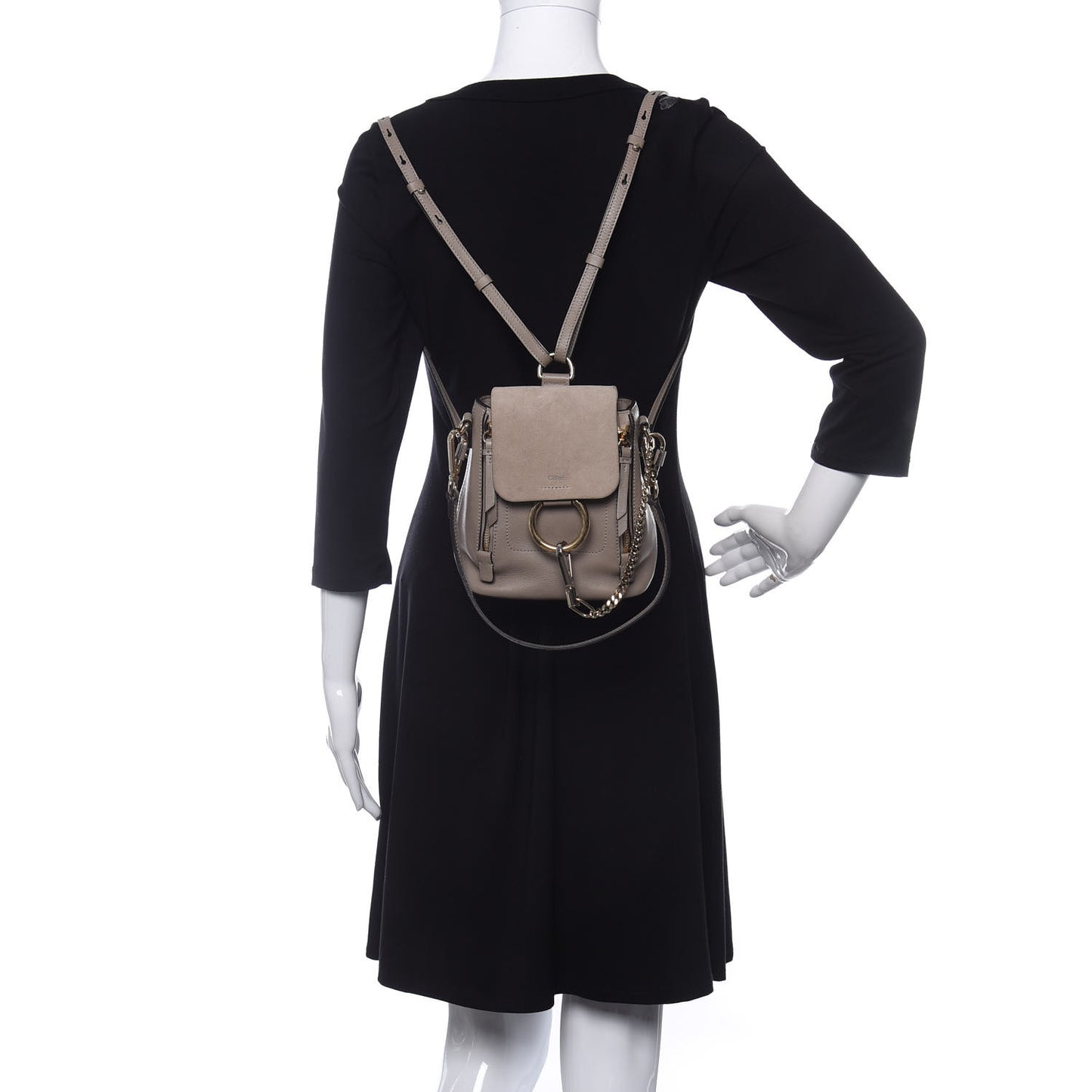 Suede Calfskin Mini Faye Backpack Motty Grey