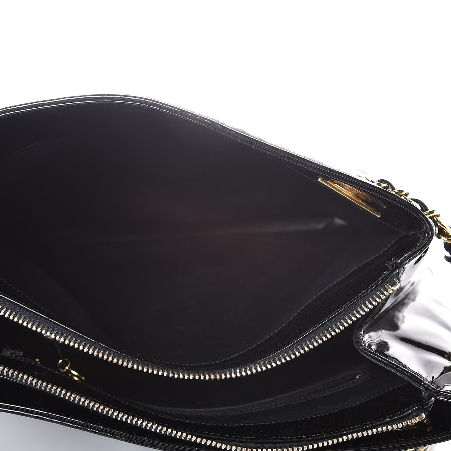 Patent CC Shoulder Bag Black