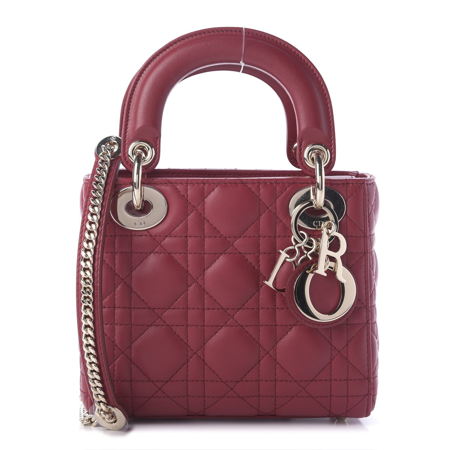 Christian Dior Lambskin Cannage Mini Lady Dior Burgundy 1 of 8