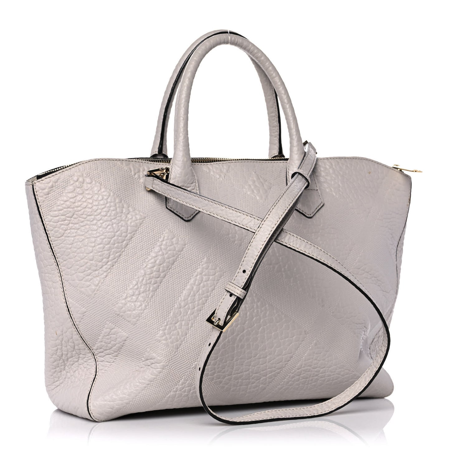 Heritage Grain Check Embossed Medium Dewsbury Tote Pale Grey