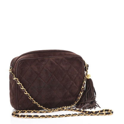 FASHIONPHILE CHANELSuedeQuiltedTasselCameraCaseBrown 3 of 14