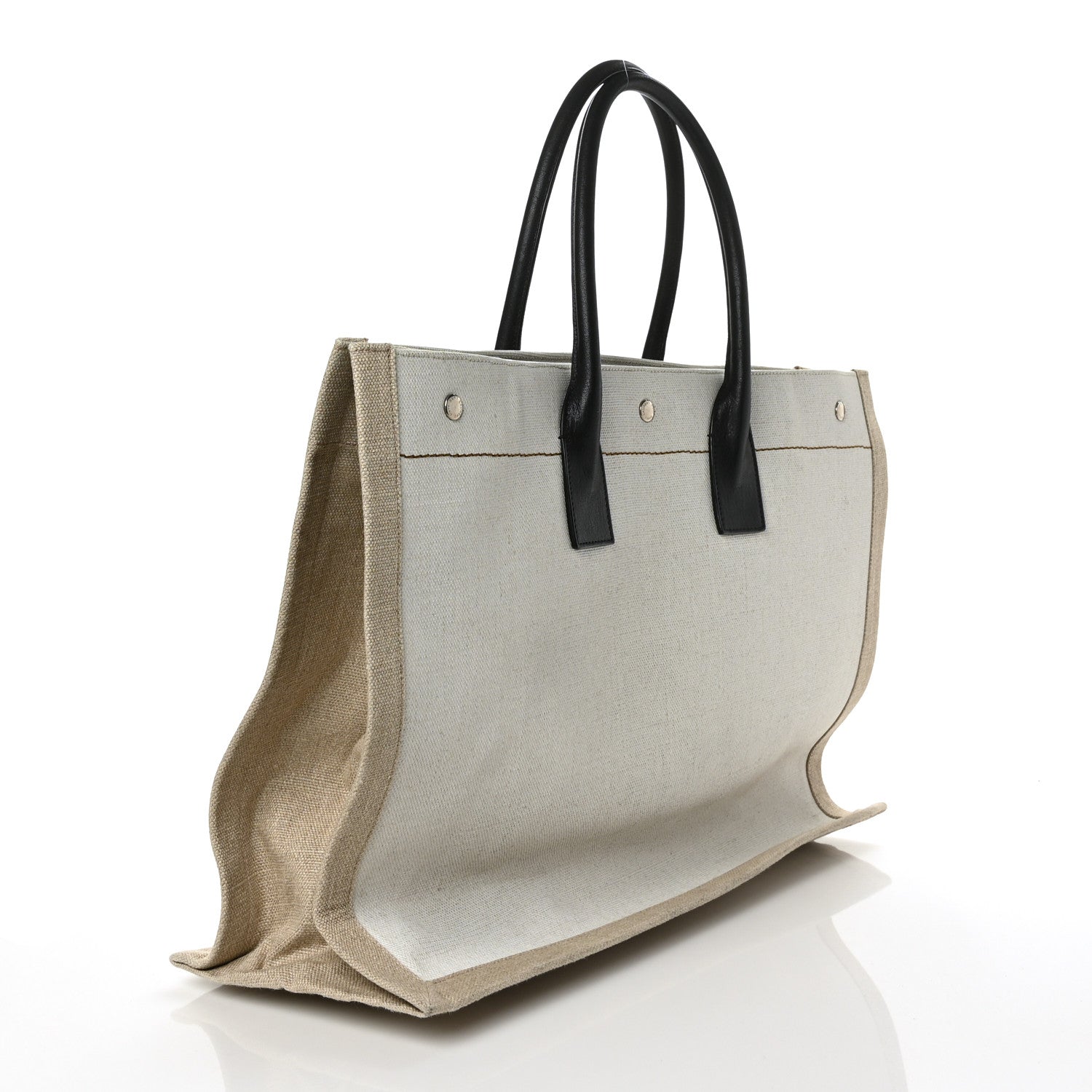 Saint Laurent Linen Calfskin Rive Gauche Tote Optic White 3 of 6
