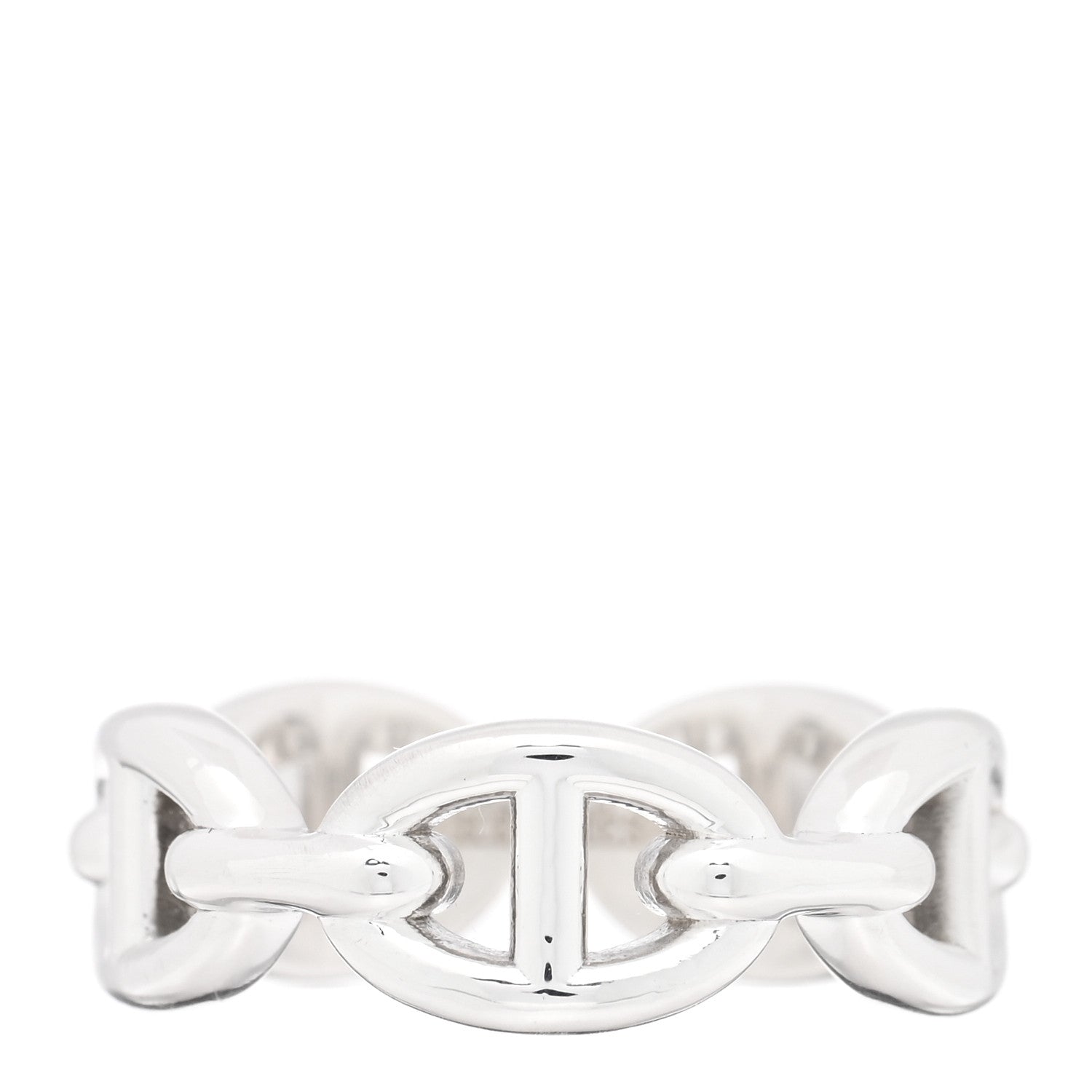 Hermes Sterling Silver PM Chaine d'Ancre Enchainee Band Ring 52 6 1 of 4