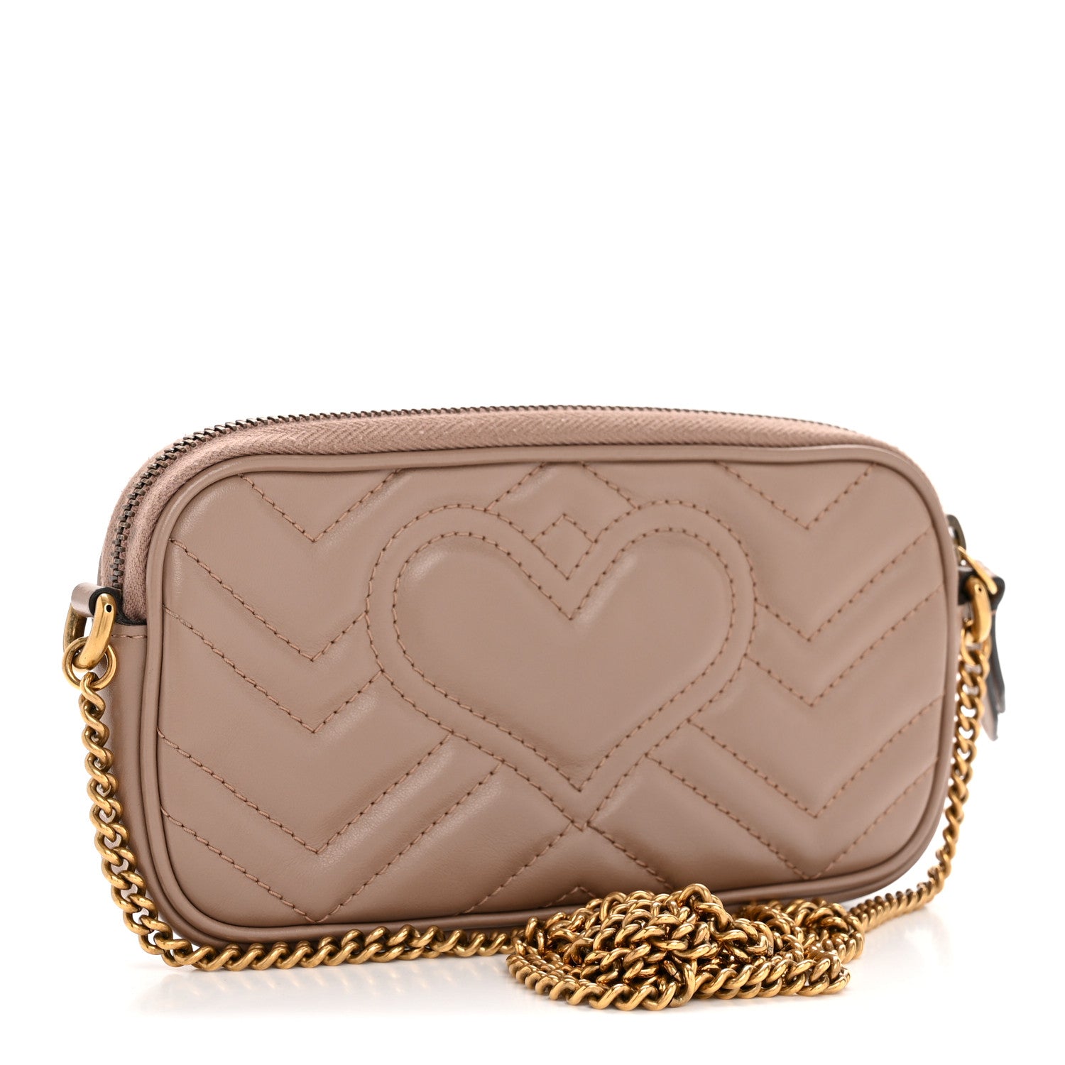 Gucci Calfskin Matelasse Mini GG Marmont Chain Crossbody Bag Porcelain Rose 3 of 12