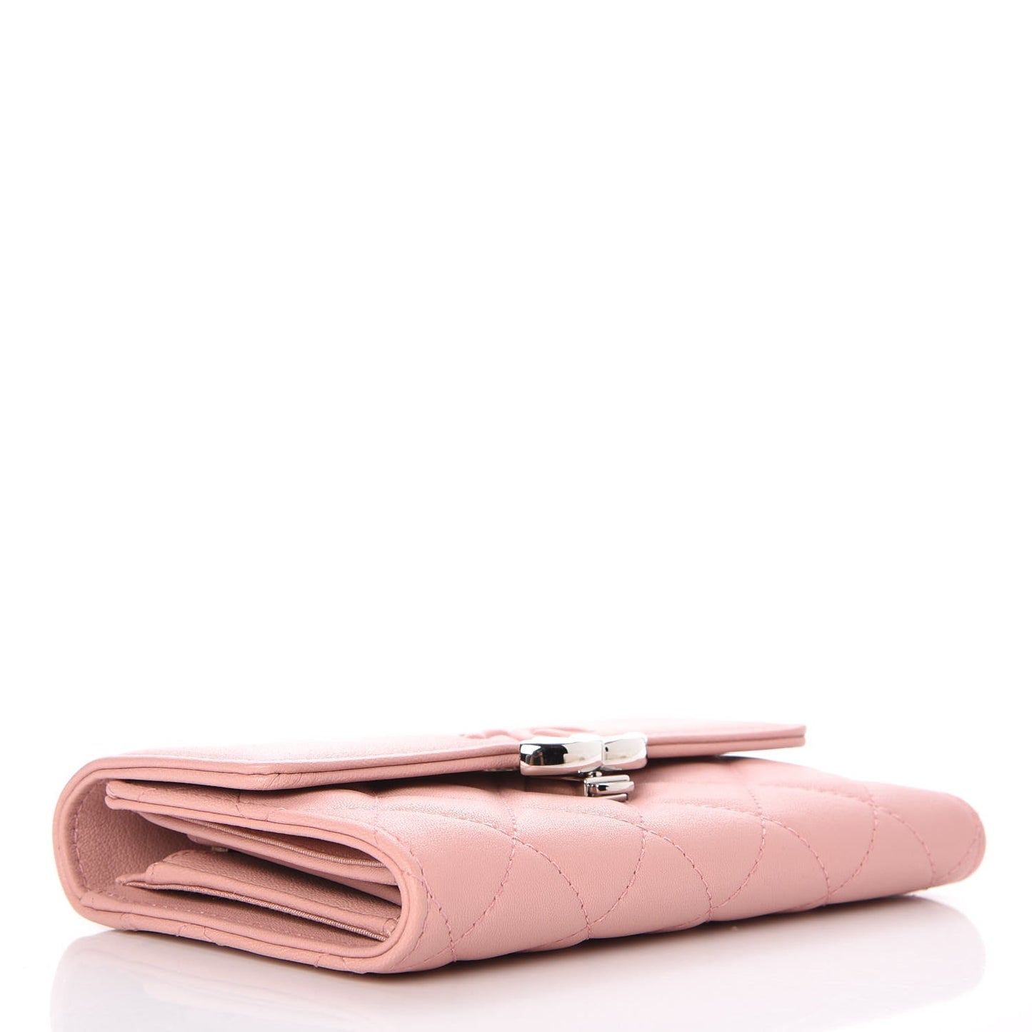 Lambskin Quilted CC Box Flap Wallet Light Pink